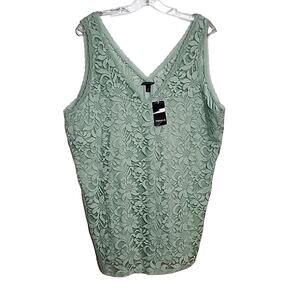 Torrid Harbor Gray Stretch Lace V-Neck Tank, 3X, NWT
